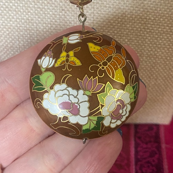 Vintage Cloisonné Golden Blossom Pendant - Picture 4 of 11